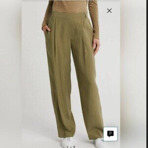 Vince Olive Green Linen Blend Pull On Straight Leg Pants S
